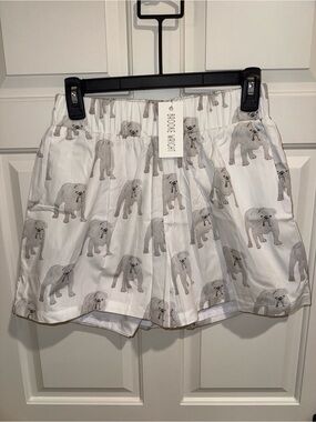 Brooke Wright Women's High Waist Bulldog Print Shorts - White/Gray